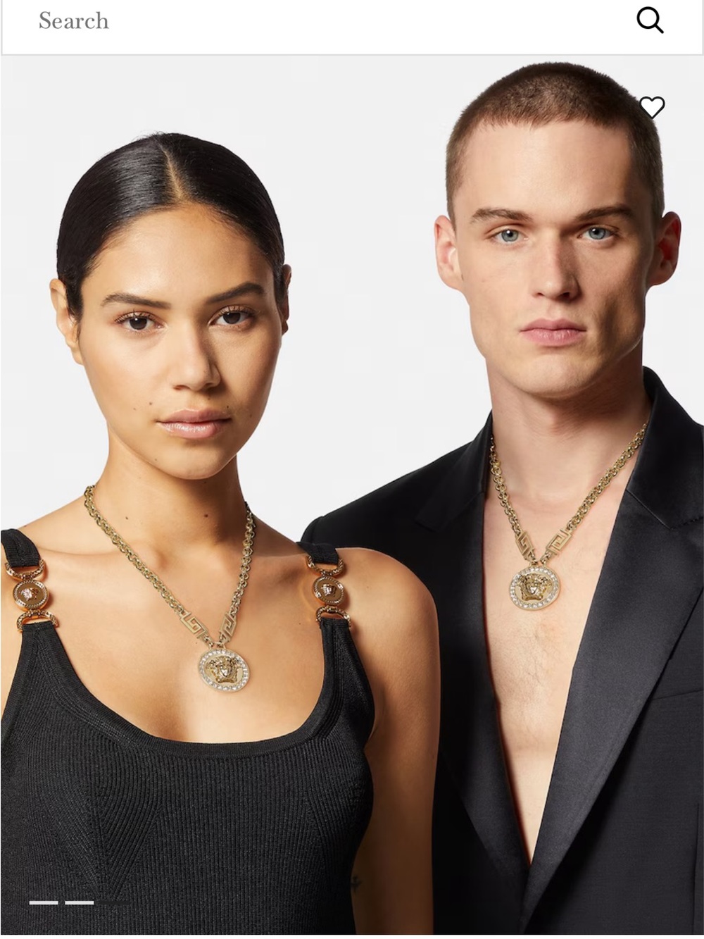 NWOT Versace Gold Medusa Medallion Necklace with Clear Crystal Accents